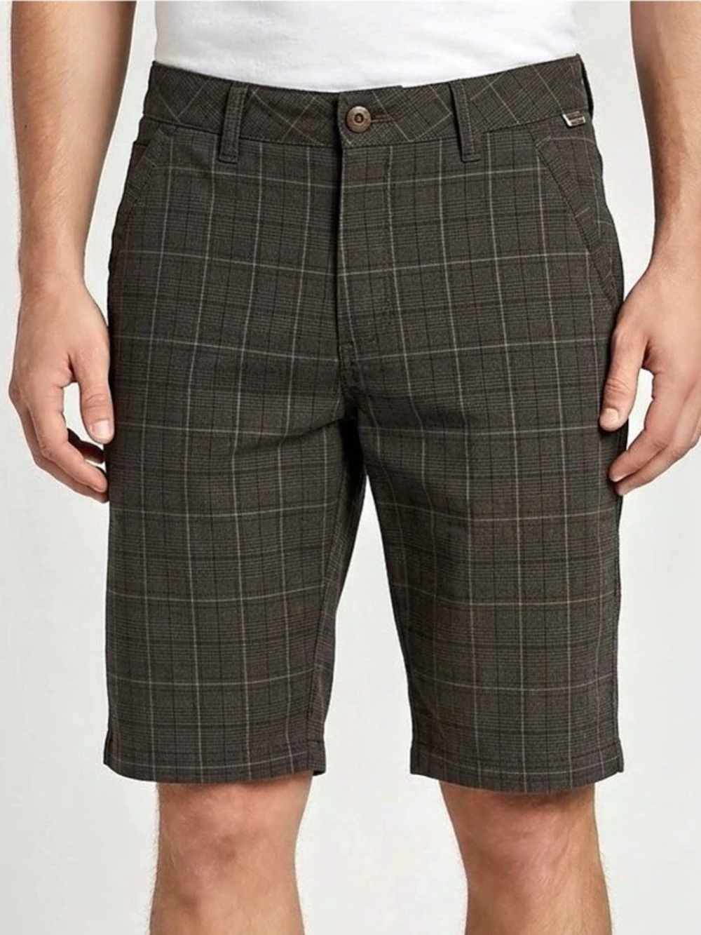 prAna Plaid Flat Front Shorts in Brown Size 34 Like New